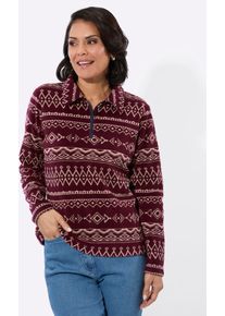 Fleeceshirt Casual Looks "Fleece-Shirt", Damen, Gr. 36, bordeaux, beige, bedruckt, 100% Polyester, gemustert, mehrfarbig, Shirts Fleeceshirt
