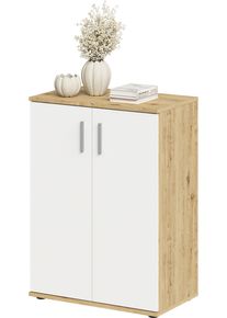 Kommode FMD "Albi", artisan eiche, wei&szlig;, B:60cm H:83cm T:35cm, Holzwerkstoff, Sideboards, Kommode
