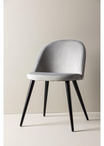 Esszimmerstuhl VENTURE HOME "Velvet, 2er-Set Esszimmerst&uuml;hle in Meerblau-Samt, 150 kg belastbar", schwarz, grau, schwarz, grau, B:50cm H:77cm T:55cm, Holzwerkstoff, Polyester, Schaumstoff, Stahl, St&uuml;hle, Esszimmerstuhl, Polsterstuhl, weicher Bezug, Metallbeine, abgerundet