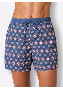 Badeshorts, Damen, Gr. 50, Normalgr&ouml;&szlig;en, jeansblau, orange, bedruckt, Elasthan, Polyamid, Badehosen Badeshorts