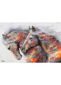 Leinwandbild AFFENGEILEBILDER "Color Horses auf Keilrahmen gespannt", farbe bild(er): gr&uuml;n,schwarz,rot,gelb,blau,wei&szlig;, B:80cm H:40cm T:2cm, Leinen, Bilder, Leinwandbild, Kunstdruck Wandbild Bild in verschiedenen Formaten