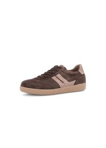 Sneaker Gabor, Damen, Gr. 39, dunkelbraun, natur, Glattleder, Veloursleder, Schuhe Sneaker, Freizeitschuh, Halbschuh, Schn&uuml;rer, Kontrastbesatz in Metallic-Optik