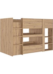 Hochbett GAMI "GABIN", eiche artisan nachbildung, eiche artisan nachbildung, eiche artisan nachbildung, B:106cm H:136cm L:206cm, Hochbetten, Hochbett, Hochbett All-in-One