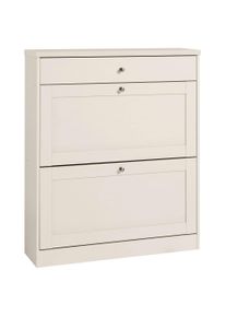 Schuhschrank OTTO HOME "Heide", beige (kaschmir), B:90cm H:103cm T:25cm, FSC-zertifizierter Holzwerkstoff, Schr&auml;nke, Schuhschrank, Breite 90cm, mit Schubkasten, 2 Klappen und Facettenfront, H&ouml;he 103cm