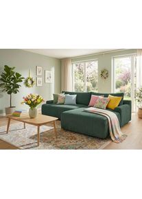 Ecksofa Trendmanufaktur "Prag, Schlafsofa mit Bettkasten, Couch in L-Form, Breite 253 cm", dunkelgr&uuml;n, B:253cm H:82cm T:167cm, 92%Polyester, 8%Polyamide, Sofas, Ecksofa, in Cordstoff HYPER, dunkelgr&uuml;n, Recamiere rechts