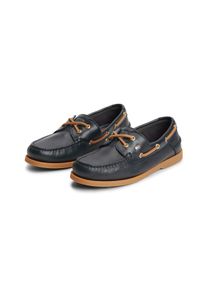 Bootsschuh Tommy Hilfiger "TH FLAG BOAT SHOE CORE LEATHER", Damen, Gr. 42, dunkelblau, Leder, kontrastfarbene Details, unifarben mit Farbeinsatz, Schuhe Bootsschuh, Schn&uuml;rschuh, Sommerschuh mit modischen Durchz&uuml;gen