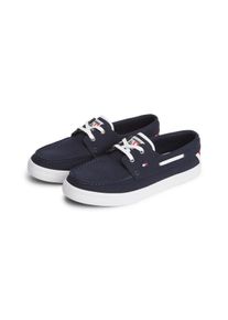 Bootsschuh Tommy Hilfiger "TH BOAT VULC SNEAKER CANVAS", Herren, Gr. 46, dunkelblau, Baumwolle, Schuhe Bootsschuh, Schn&uuml;rschuh, Halbschuh mit Kontrastbes&auml;tzen und Durchz&uuml;gen