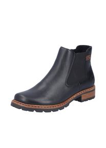 Chelseaboots Rieker, Damen, Gr. 43, schwarz, Lederimitat, Schuhe Chelseaboots, Stiefelette, Schlupfboots mit Stretch und Rei&szlig;verschluss