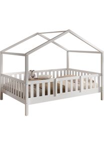 Hausbett Vipack "Dallas, Massivholzbett mit Dachaufbau umbaubar vom Boden- zum Daybett", kiefer wei&szlig;, kiefer wei&szlig;, kiefer wei&szlig;, B:147cm H:170cm L:210cm, Betten, Hausbett, stabil und standfest gebaut, wahlweise Kiefer massiv natur oder wei&szlig;