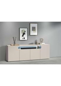 Sideboard OTTO HOME "Sideboard REAL, Kommode, Schrank, Kredenz", kaschmir, B:200cm H:80cm T:40cm, Sideboards, Sideboard, Mit 4 T&uuml;ren, davon 2 abgerundet, die ein ovales offenes Fach bilden