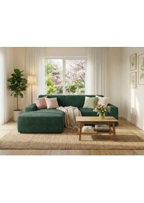 Ecksofa Trendmanufaktur "Wien, wahlweise mit Sitzvorschub und Bettkasten, Breite 246 cm", gr&uuml;n (dunkelgr&uuml;n), B:246cm H:73cm T:162cm, 92%Polyester, 8%Polyamide, Sofas, Ecksofa, L-Form, in trendigem Cordstoff
