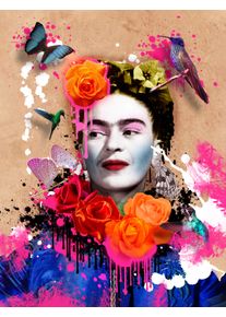 Leinwandbild AFFENGEILEBILDER "Frida Kahlo by Frank Amoruso auf Keilrahmen gespannt", bunt (farbe bild(er): gr&uuml;n,schwarz,rot,gelb,blau,wei&szlig;), B:60cm H:80cm T:2cm, Leinen, Bilder, Leinwandbild, Kunstdruck Wandbild Bild in verschiedenen Formaten
