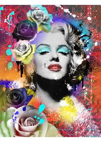 Leinwandbild AFFENGEILEBILDER "Marilyn Art by Frank Amoruso auf Keilrahmen gespannt", bunt (farbe bild(er): gr&uuml;n,schwarz,rot,gelb,blau,wei&szlig;), B:30cm H:40cm T:2cm, Leinen, Bilder, Leinwandbild, Kunstdruck Wandbild Bild in verschiedenen Formaten