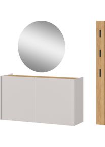 Garderoben-Set Germania "GW-Libbiano", beige (kaschmir, navarra, eiche, nachbildung), B:123cm H:200cm T:29cm, Spanplatte, Kastenm&ouml;bel-Sets, Garderoben-Set, Garderoben-Set mit Mehrzweckschrank, Spiegel u. Garderobenpaneel