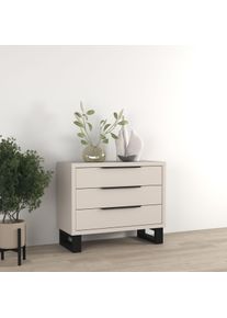 Kommode Home Affaire "Bronne,Breite 99,5 cm Schubladenkommode, Sideboard", beige (kaschmir), B:99,5cm H:83cm T:45cm, Holzwerkstoff, Melamin, Sideboards, Kommode, Sideboard mit viel Stauraum, Schlafzimmerkommode Kufen in Metalloptik