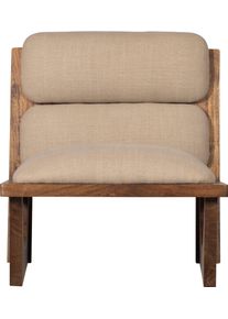 Loungesessel Woood "Opulent mit Boucl&eacute;-Bezug und Akazienholz-Gestell B 70 x T 80 x H 75 cm", beige (natur), B:70cm H:71cm T:80cm, Sessel, Loungesessel, Sichtbare Maserung, Tragkraft 150 kg, vollst&auml;ndig montiert geliefert