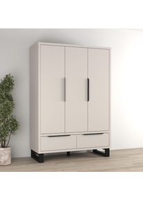 Dreht&uuml;renschrank Home Affaire "Bronne,Breite 145 cm, Kleiderschrank inclusive Innenausstattung", beige (kaschmir), B:145cm H:210cm T:60cm, FSC-zertifizierter Holzwerkstoff, Schr&auml;nke, Dreht&uuml;renschrank, Kleiderschrank, 2 Schubk&auml;sten, Metallgriffe, Garderobe