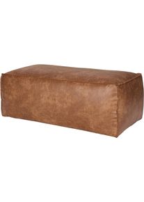 Hocker Woood "Rodeo mit Recycling-Kunstleder, B 120 x T 60 x H 43 cm", cognac, B:120cm H:43cm T:60cm, Hocker, Hocker, Aus echten Lederresten, pflegeleicht, kombinierbar in der Rodeo-Serie