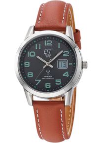 Funkuhr ETT "Gobi Lady", braun (cognacfarben, schwarz), Armbanduhren, Damen, Funkuhr, Armbanduhr, Damenuhr, Solar, Datum, Lederarmband