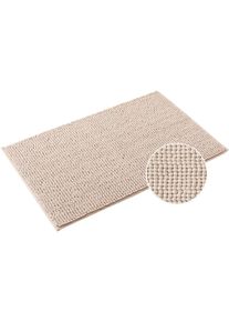 Badematte OTTO HOME "Vanessa Chenille, Badvorleger, Badezimmer Teppich, Duschvorleger" Gr. 2, beige (creme), H:15mm, Polyester, Badematten, Badematte, Uni Farben, besonders weich