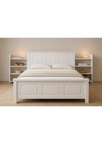 Bett OTTO HOME "Malme, mit unsichtbaren, herausziehbaren Regalen, maximaler Stauraum", wei&szlig;, B:148,8cm H:84,8cm L:226,6cm, Betten, Bett, inklusive Lattenrost, Made in EU, FSC zertifiziertes Massivholz