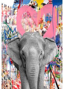 Leinwandbild AFFENGEILEBILDER "Pop Art Elefant Pink auf Keilrahmen gespannt", bunt (farbe bild(er): gr&uuml;n,schwarz,rot,gelb,blau,wei&szlig;), B:80cm H:120cm T:2cm, Leinen, Bilder, Leinwandbild, Kunstdruck Wandbild Bild in verschiedenen Formaten