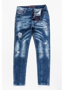 Cipo & Baxx 5-Pocket-Jeans CIPO & BAXX "Cipo & Baxx Hose", Herren, Gr. 42-34, L&auml;nge 34, blau, Obermaterial: 99% Baumwolle CO. 1% Elasthan EL., regular fit, Jeans 5-Pocket-Jeans, mit modischen Applikationen