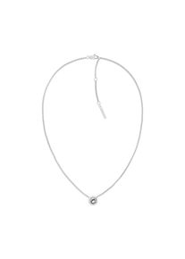 Kette mit Anh&auml;nger Calvin Klein "TWISTED BEZEL SOLITAIRE", wei&szlig; (edelstahlfarben, kristallwei&szlig;), Halsketten, Damen, Edelstahl, L: 45,5 B: 2mm, Kette mit Anh&auml;nger, mit Preciosa Crystal, B:2mm