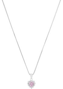 Kette mit Anh&auml;nger Amor "Herz", rosa (silberfarben, rosa), Halsketten, Damen, Silber 925 (Sterlingsilber), L: 38 B: 0,9mm, Kette mit Anh&auml;nger, mit Zirkonia (synth.), B:0,9mm