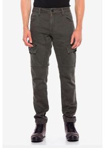 Cipo & Baxx Cargojeans CIPO & BAXX "Cipo & Baxx Jeans", Herren, Gr. 42-32, L&auml;nge 32, khaki, Obermaterial: 98% Baumwolle CO. 2% Elasthan EL., regular fit, Jeans Cargojeans, mit schr&auml;gen Cargotaschen, CD566