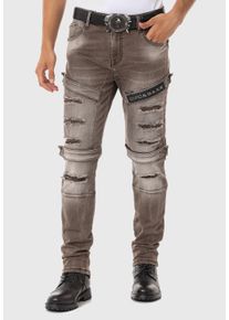 Cipo & Baxx 5-Pocket-Jeans CIPO & BAXX "Cipo & Baxx Jeans", Herren, Gr. 32-32, L&auml;nge 32, braun, Obermaterial: 98% Baumwolle CO. 2% Elasthan EL., slim fit, Jeans 5-Pocket-Jeans, im destroyed Look