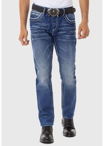 Cipo & Baxx Straight-Jeans CIPO & BAXX "Cipo & Baxx Jeans", Herren, Gr. 42-32, L&auml;nge 32, dunkelblau, Obermaterial: 100% Baumwolle CO., regular fit, Jeans Straight-Jeans, In Straight Fit, CD-148