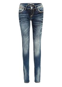 Cipo & Baxx Slim-fit-Jeans CIPO & BAXX "Cipo & Baxx Jeans", Damen, Gr. 30-32, L&auml;nge 32, blau, Obermaterial: 86% Baumwolle CO. 10% Elasthan EL. 4% Polyester PES., slim fit, Jeans Slim-fit-Jeans, mit auff&auml;llig farbigen Ziern&auml;hten, WD256