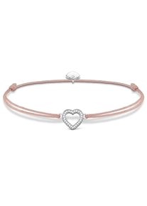 Armband Thomas Sabo "Little Secret Herz", rosa (silberfarben, beige, wei&szlig;, wei&szlig;), Armb&auml;nder, Damen, Nylon Silber 925 (recycelt), Nylon, Silber 925 (recycelt), Armband, mit Zirkonia