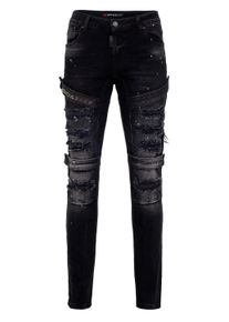 Cipo & Baxx 5-Pocket-Jeans CIPO & BAXX "Cipo & Baxx Jeans", Herren, Gr. 42-32, L&auml;nge 32, schwarz, Obermaterial: 98% Baumwolle CO. 2% Elasthan EL., slim fit, Jeans 5-Pocket-Jeans, im destroyed Look