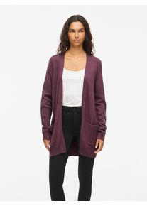 Strickjacke Vila "VIRIL OPEN L/S KNIT CARDIGAN - NOOS", Damen, Gr. L, fig detail:schwarz melange, Strick, Obermaterial: 50% Viskose, 27% Nylon, 23% Polyester, meliert, regular fit h&uuml;ftbedeckend, V-Ausschnitt, Strickjacken Strickjacke, Viskosemischung, regular fit