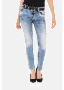 Cipo & Baxx Slim-fit-Jeans CIPO & BAXX "Cipo & Baxx Jeans", Damen, Gr. 29-32, L&auml;nge 32, blau (iceblau), Obermaterial: 98% Baumwolle CO. 2% Elasthan EL., slim fit, Jeans Slim-fit-Jeans, Im 5-Pocket-Style, WD459