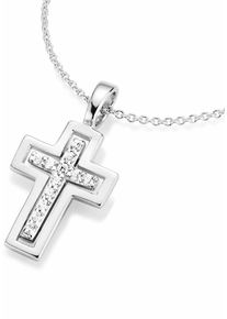 Kette mit Anh&auml;nger Firetti "Schmuck Geschenk Silber 925 Halsschmuck Halskette Ankerkette Kreuz", silber (silber, 925), Halsketten, Damen, Silber 925 (Sterlingsilber), L: 45, Kette mit Anh&auml;nger, mit Zirkonia (synth.)