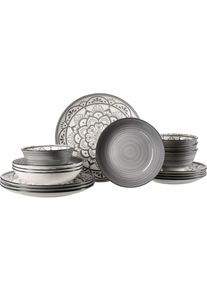 Ritzenhoff & Breker Tafelservice RITZENHOFF & BREKER "Doha", grau, 16 Stk., Porzellan, Geschirr-Sets, Tafelservice, Teller Set, aus Porzellan f&uuml;r 4 Personen