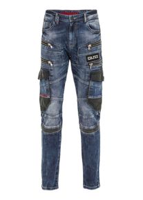 Cipo & Baxx Regular-fit-Jeans CIPO & BAXX "Cipo & Baxx Jeans DENIM", Herren, Gr. W42/L34, L&auml;nge 34, blau, Obermaterial: 99% Baumwolle CO. 1% Elasthan EL., uni, regular fit, Jeans Regular-fit-Jeans, bequeme Jeans mit auff&auml;lligen Applikationen, CD586