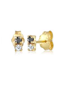 Paar Ohrstecker Elli DIAMONDS "Ohrringe Ohrstecker Bi-Color Schwarz Wei&szlig; Diamant (0.12 ct.) 375 Gold" Gr. 2, gold, Ohrringe, Damen, 2, Gelbgold 375, Paar Ohrstecker