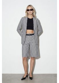 Dames Hoge Taille Gestreepte Geknoopte Tailored Shorts