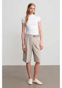 Hoogwaardige Gestreepte Tailored Shorts Met Riem