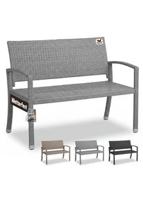 Casaria Polyrattan Gartenbank Grau 122x58x87cm