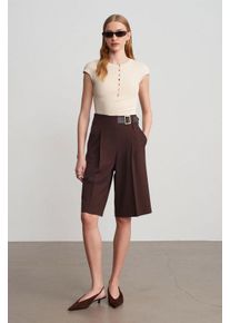Hoge taille wijde broekshorts met riem