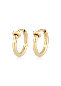 Paar Creolen Elli "Ohrringe Creolen Ohrclips Ohrklemme Klassik 925 Silber", gold, Ohrringe, Damen, ohne Stein, Silber 925 (Sterlingsilber), Paar Creolen