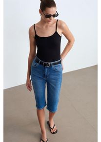 Hoge Taille Denim Capri Shorts