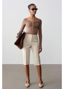 Hoge Taille Rechte Capri Shorts Met Split