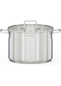 Suppentopf Hanseatic "DAILY", silberfarben, H:18cm &Oslash;:26cm, T&ouml;pfe, Suppentopf, handfreundliche Griffe, Literskala, Glasdeckel, Induktion