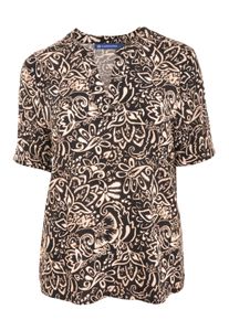 T-Shirt NAVIGAZIONE "NAVIGAZIONE Tunika", Damen, Gr. 48, beige (schwarz sand), Obermaterial: 97% Viskose CV. 3% Elasthan EL., regular fit, V-Ausschnitt, Shirts T-Shirt